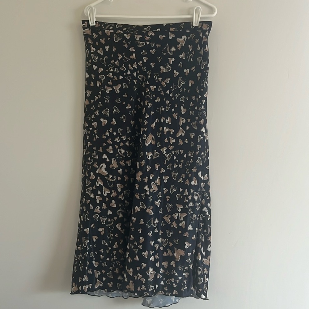 Free People midi navy heart skirt